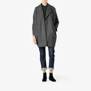 MM6 MAISON MARGIELA Women's Oversized Cocoon Dolman Sleeve Coat Grey Melange 44
